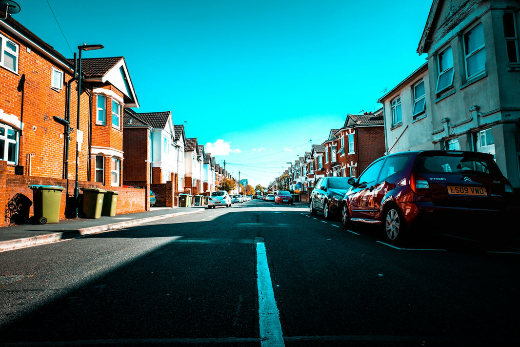 a car parked on the side of a street